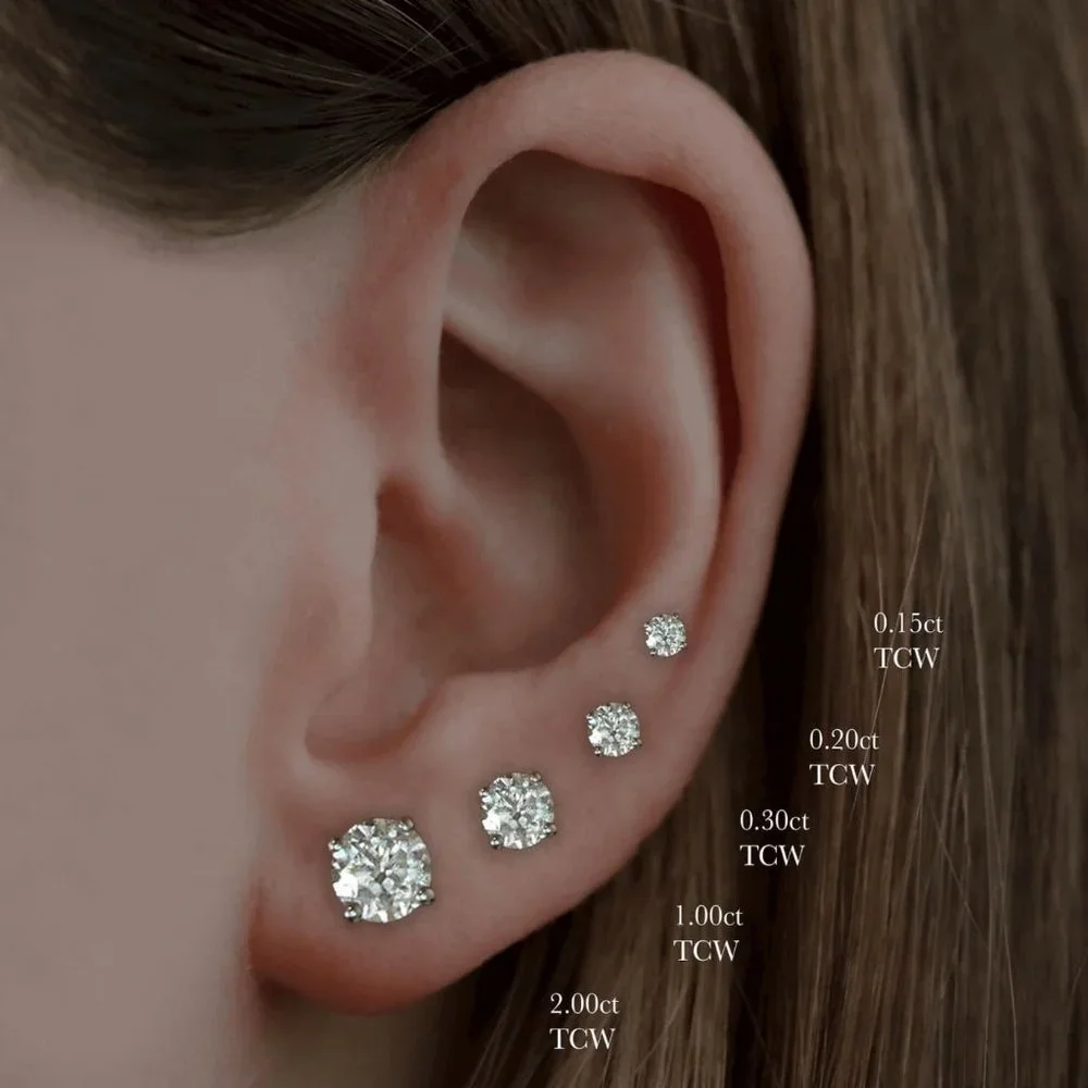 Certified 4ct. t.w. Moissanite Diamond Round Stud Earrings NEW